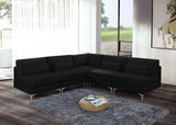 Julia Velvet / Engineered Wood / Metal / Foam Contemporary Black Velvet Modular Sectional (5 Boxes) - 104.5" W x 112.5" D x 33" H