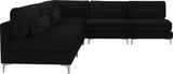 Julia Velvet / Engineered Wood / Metal / Foam Contemporary Black Velvet Modular Sectional (5 Boxes) - 104.5" W x 112.5" D x 33" H