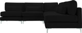 Julia Velvet / Engineered Wood / Metal / Foam Contemporary Black Velvet Modular Sectional (5 Boxes) - 104.5" W x 112.5" D x 33" H