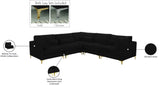 Julia Velvet / Engineered Wood / Metal / Foam Contemporary Black Velvet Modular Sectional (5 Boxes) - 108.5" W x 112.5" D x 33" H