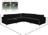 Julia Velvet / Engineered Wood / Metal / Foam Contemporary Black Velvet Modular Sectional (5 Boxes) - 108.5" W x 112.5" D x 33" H