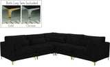 Julia Velvet / Engineered Wood / Metal / Foam Contemporary Black Velvet Modular Sectional (5 Boxes) - 108.5" W x 112.5" D x 33" H