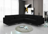 Julia Velvet / Engineered Wood / Metal / Foam Contemporary Black Velvet Modular Sectional (5 Boxes) - 108.5" W x 112.5" D x 33" H