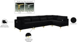 Julia Velvet / Engineered Wood / Metal / Foam Contemporary Black Velvet Modular Sectional (5 Boxes) - 142" W x 71" D x 33" H"