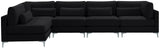 Julia Velvet / Engineered Wood / Metal / Foam Contemporary Black Velvet Modular Sectional (5 Boxes) - 142" W x 71" D x 33" H"