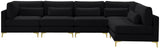 Julia Velvet / Engineered Wood / Metal / Foam Contemporary Black Velvet Modular Sectional (5 Boxes) - 142" W x 71" D x 33" H"