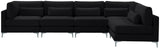 Julia Velvet / Engineered Wood / Metal / Foam Contemporary Black Velvet Modular Sectional (5 Boxes) - 142" W x 71" D x 33" H"