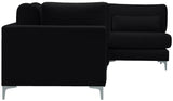 Julia Velvet / Engineered Wood / Metal / Foam Contemporary Black Velvet Modular Sectional (5 Boxes) - 142" W x 71" D x 33" H"