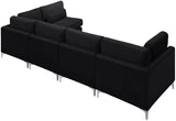 Julia Velvet / Engineered Wood / Metal / Foam Contemporary Black Velvet Modular Sectional (5 Boxes) - 142" W x 71" D x 33" H"