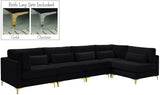 Julia Velvet / Engineered Wood / Metal / Foam Contemporary Black Velvet Modular Sectional (5 Boxes) - 142" W x 71" D x 33" H"