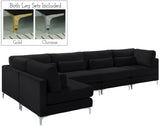 Julia Velvet / Engineered Wood / Metal / Foam Contemporary Black Velvet Modular Sectional (5 Boxes) - 142" W x 71" D x 33" H"