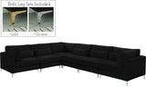 Julia Velvet / Engineered Wood / Metal / Foam Contemporary Black Velvet Modular Sectional (6 Boxes) - 142" W x 112.5" D x 33" H