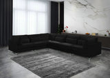 Julia Velvet / Engineered Wood / Metal / Foam Contemporary Black Velvet Modular Sectional (6 Boxes) - 142" W x 112.5" D x 33" H