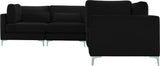 Julia Velvet / Engineered Wood / Metal / Foam Contemporary Black Velvet Modular Sectional (6 Boxes) - 142" W x 112.5" D x 33" H