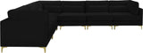 Julia Velvet / Engineered Wood / Metal / Foam Contemporary Black Velvet Modular Sectional (6 Boxes) - 142" W x 112.5" D x 33" H