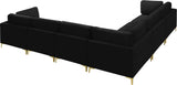 Julia Velvet / Engineered Wood / Metal / Foam Contemporary Black Velvet Modular Sectional (6 Boxes) - 142" W x 112.5" D x 33" H