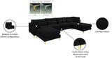 Julia Velvet / Engineered Wood / Metal / Foam Contemporary Black Velvet Modular Sectional (6 Boxes) - 142" W x 77" D x 33" H