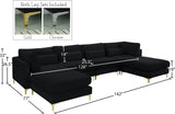 Julia Velvet / Engineered Wood / Metal / Foam Contemporary Black Velvet Modular Sectional (6 Boxes) - 142" W x 77" D x 33" H