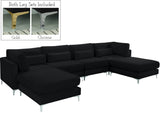 Julia Velvet / Engineered Wood / Metal / Foam Contemporary Black Velvet Modular Sectional (6 Boxes) - 142" W x 77" D x 33" H