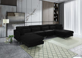 Julia Velvet / Engineered Wood / Metal / Foam Contemporary Black Velvet Modular Sectional (6 Boxes) - 142" W x 77" D x 33" H