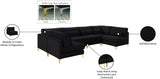 Julia Velvet / Engineered Wood / Metal / Foam Contemporary Black Velvet Modular Sectional (6 Boxes) - 142" W x 71" D x 33" H