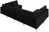 Julia Velvet / Engineered Wood / Metal / Foam Contemporary Black Velvet Modular Sectional (6 Boxes) - 142" W x 71" D x 33" H