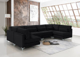 Julia Velvet / Engineered Wood / Metal / Foam Contemporary Black Velvet Modular Sectional (6 Boxes) - 142" W x 71" D x 33" H