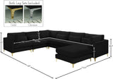 Julia Velvet / Engineered Wood / Metal / Foam Contemporary Black Velvet Modular Sectional (7 Boxes) - 142" W x 112.5" D x 33" H