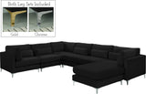 Julia Velvet / Engineered Wood / Metal / Foam Contemporary Black Velvet Modular Sectional (7 Boxes) - 142" W x 112.5" D x 33" H