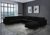 Julia Velvet / Engineered Wood / Metal / Foam Contemporary Black Velvet Modular Sectional (7 Boxes) - 142" W x 112.5" D x 33" H