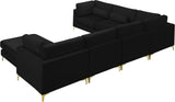 Julia Velvet / Engineered Wood / Metal / Foam Contemporary Black Velvet Modular Sectional (7 Boxes) - 142" W x 112.5" D x 33" H