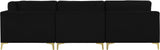 Julia Velvet / Engineered Wood / Metal / Foam Contemporary Black Velvet Modular Sectional (7 Boxes) - 142" W x 112.5" D x 33" H