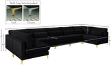 Julia Velvet / Engineered Wood / Metal / Foam Contemporary Black Velvet Modular Sectional (7 Boxes) - 175.5" W x 71" D x 33" H