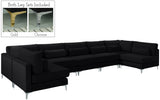 Julia Velvet / Engineered Wood / Metal / Foam Contemporary Black Velvet Modular Sectional (7 Boxes) - 175.5" W x 71" D x 33" H