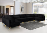 Julia Velvet / Engineered Wood / Metal / Foam Contemporary Black Velvet Modular Sectional (7 Boxes) - 175.5" W x 71" D x 33" H