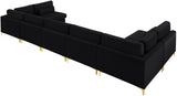 Julia Velvet / Engineered Wood / Metal / Foam Contemporary Black Velvet Modular Sectional (7 Boxes) - 175.5" W x 71" D x 33" H