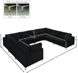 Julia Velvet / Engineered Wood / Metal / Foam Contemporary Black Velvet Modular Sectional (8 Boxes) - 142" W x 112.5" D x 33" H