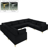 Julia Velvet / Engineered Wood / Metal / Foam Contemporary Black Velvet Modular Sectional (8 Boxes) - 142" W x 112.5" D x 33" H