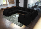 Julia Velvet / Engineered Wood / Metal / Foam Contemporary Black Velvet Modular Sectional (8 Boxes) - 142" W x 112.5" D x 33" H