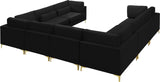 Julia Velvet / Engineered Wood / Metal / Foam Contemporary Black Velvet Modular Sectional (8 Boxes) - 142" W x 112.5" D x 33" H