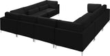 Julia Velvet / Engineered Wood / Metal / Foam Contemporary Black Velvet Modular Sectional (8 Boxes) - 142" W x 112.5" D x 33" H