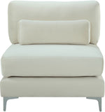 Julia Velvet / Engineered Wood / Metal / Foam Contemporary Cream Velvet Modular Armless Chair - 33.5" W x 37.5" D x 33" H