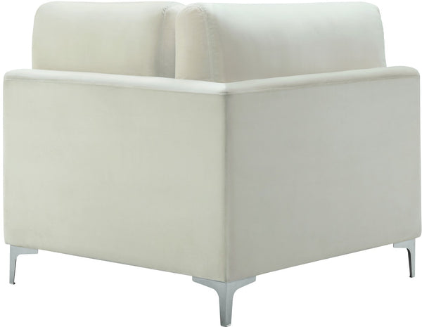 Julia Velvet / Engineered Wood / Metal / Foam Contemporary Cream Velvet Modular Corner Chair - 37.5" W x 37.5" D x 33" H