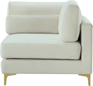 Julia Velvet / Engineered Wood / Metal / Foam Contemporary Cream Velvet Modular Corner Chair - 37.5" W x 37.5" D x 33" H