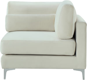 Julia Velvet / Engineered Wood / Metal / Foam Contemporary Cream Velvet Modular Corner Chair - 37.5" W x 37.5" D x 33" H