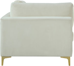 Julia Velvet / Engineered Wood / Metal / Foam Contemporary Cream Velvet Modular Corner Chair - 37.5" W x 37.5" D x 33" H