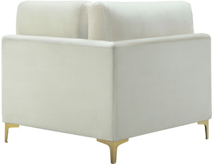 Julia Velvet / Engineered Wood / Metal / Foam Contemporary Cream Velvet Modular Corner Chair - 37.5" W x 37.5" D x 33" H