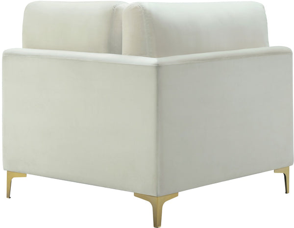 Julia Velvet / Engineered Wood / Metal / Foam Contemporary Cream Velvet Modular Corner Chair - 37.5" W x 37.5" D x 33" H