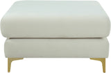 Julia Velvet / Engineered Wood / Metal / Foam Contemporary Cream Velvet Modular Ottoman - 35" W x 39.5" D x 19" H