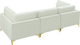 Julia Velvet / Engineered Wood / Metal / Foam Contemporary Cream Velvet Modular Sofa (3 Boxes) - 108.5" W x 37.5" D x 33" H